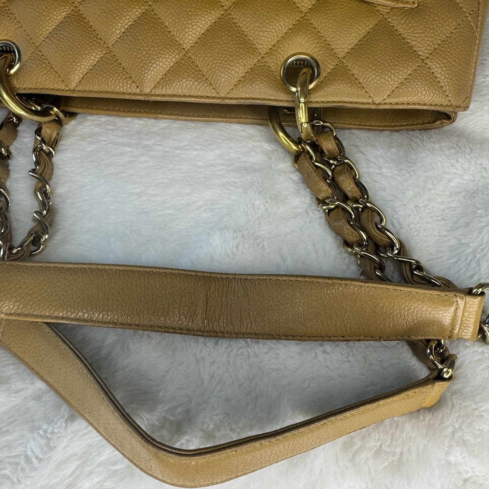 CHANEL Quilted Caviar Leather Beige Shopping Tote - Picture 16 of 16